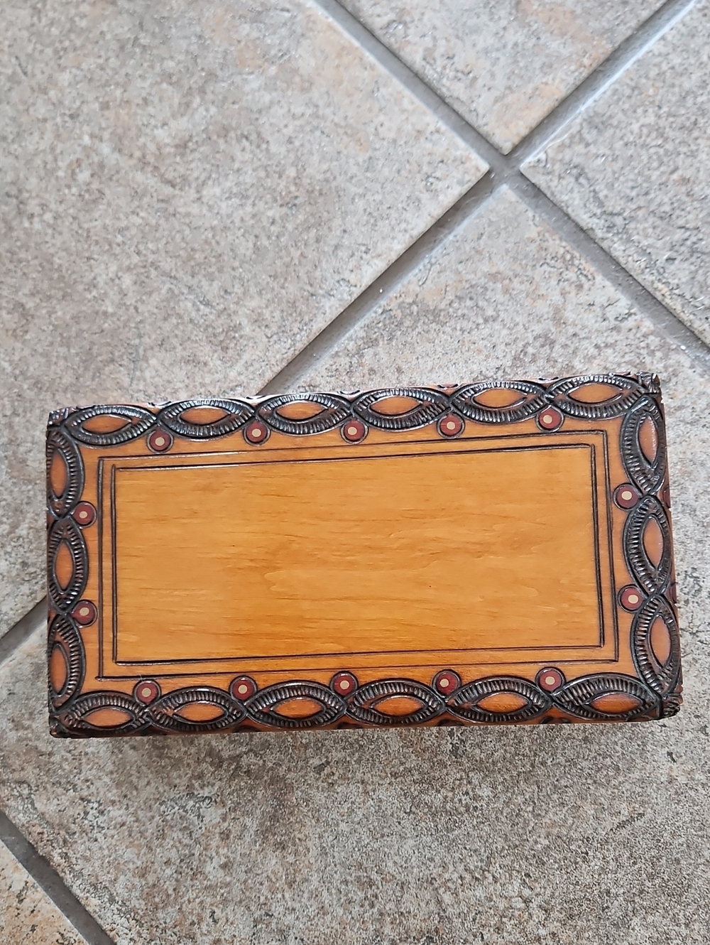 Antique Handcrafted Wooden Decorative Box in Honey and Brown